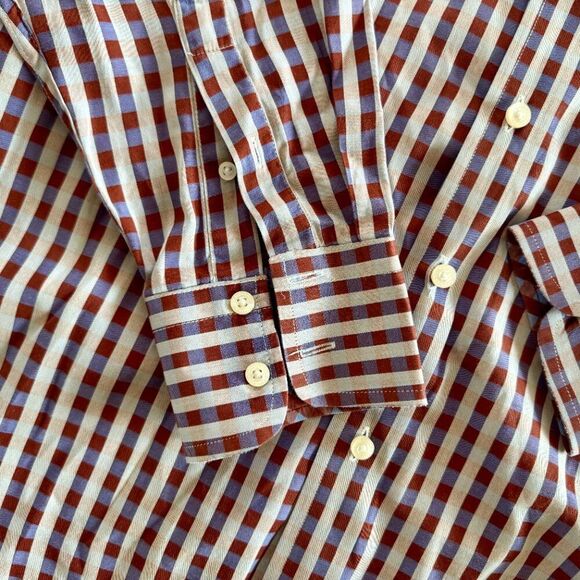 Robert Graham Long Sleeve Cotton Button Down Classic Fit Shirt Blue Plaid XL - Picture 9 of 14